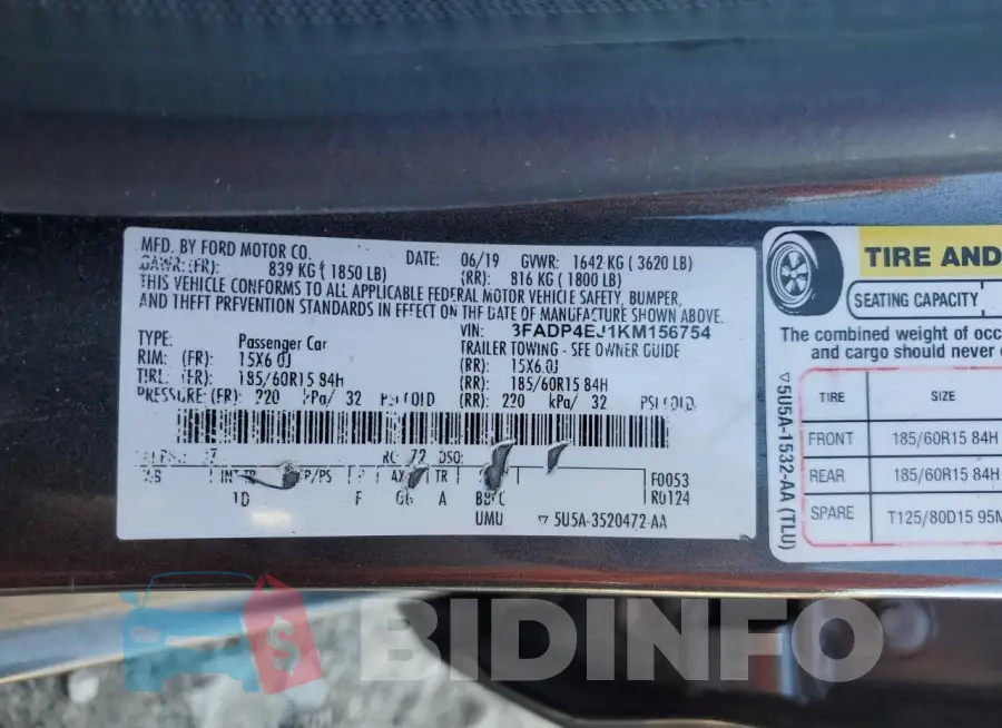 3FADP4EJ1KM156754 Photo# 12