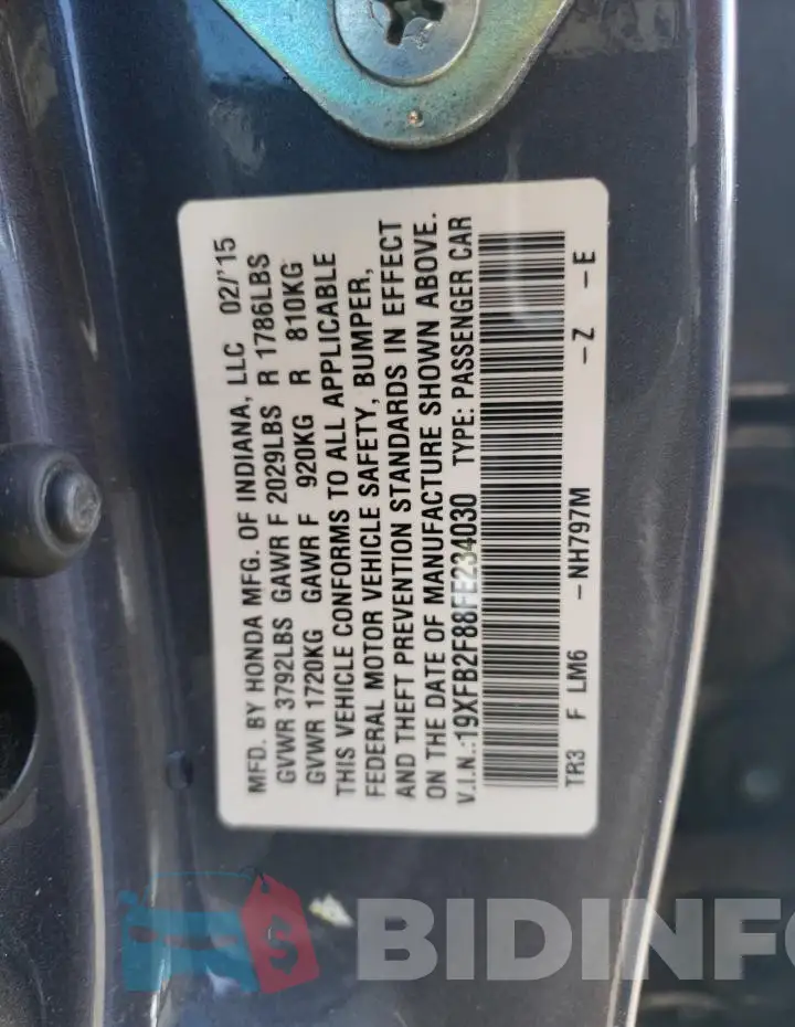19XFB2F88FE234030 Photo# 13