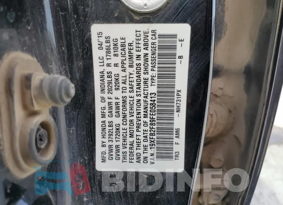 19XFB2F89FE058413 Photo# 12
