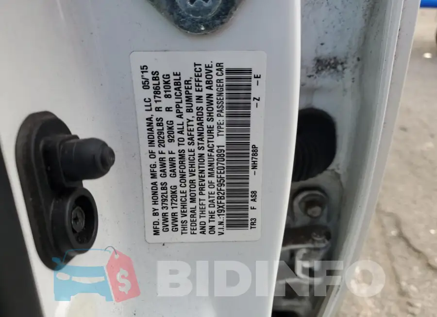 19XFB2F95FE070891 Photo# 12