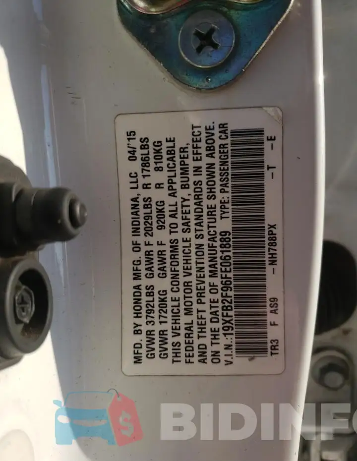19XFB2F96FE061889 Photo# 13