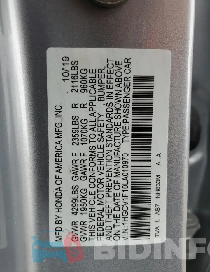 1HGCV1F10LA010970 Photo# 12