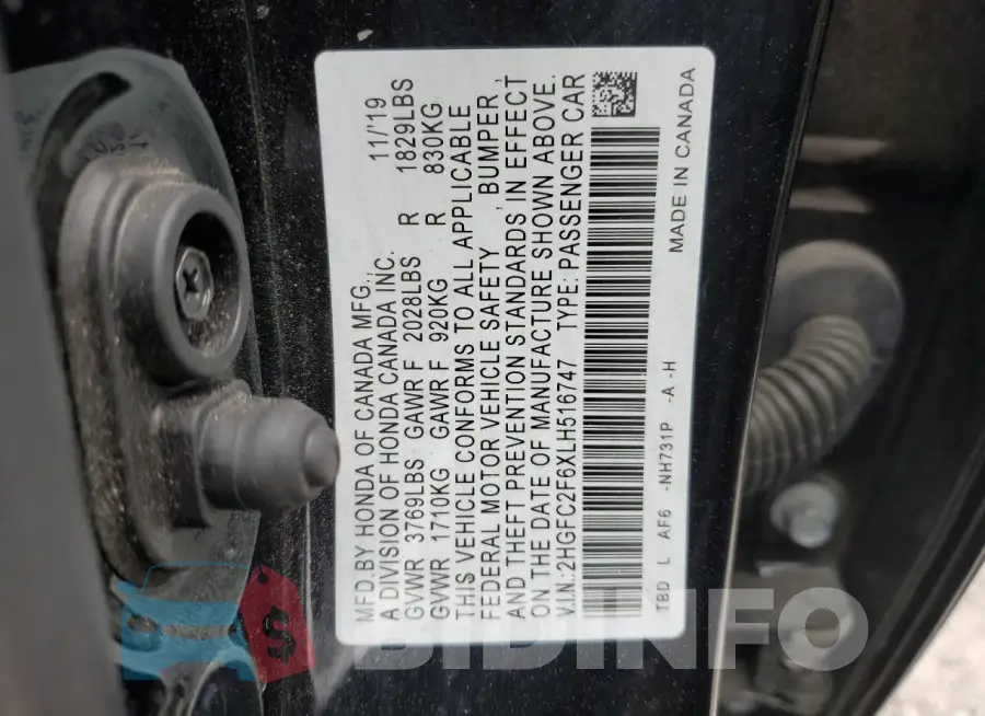 2HGFC2F6XLH516747 Photo# 12