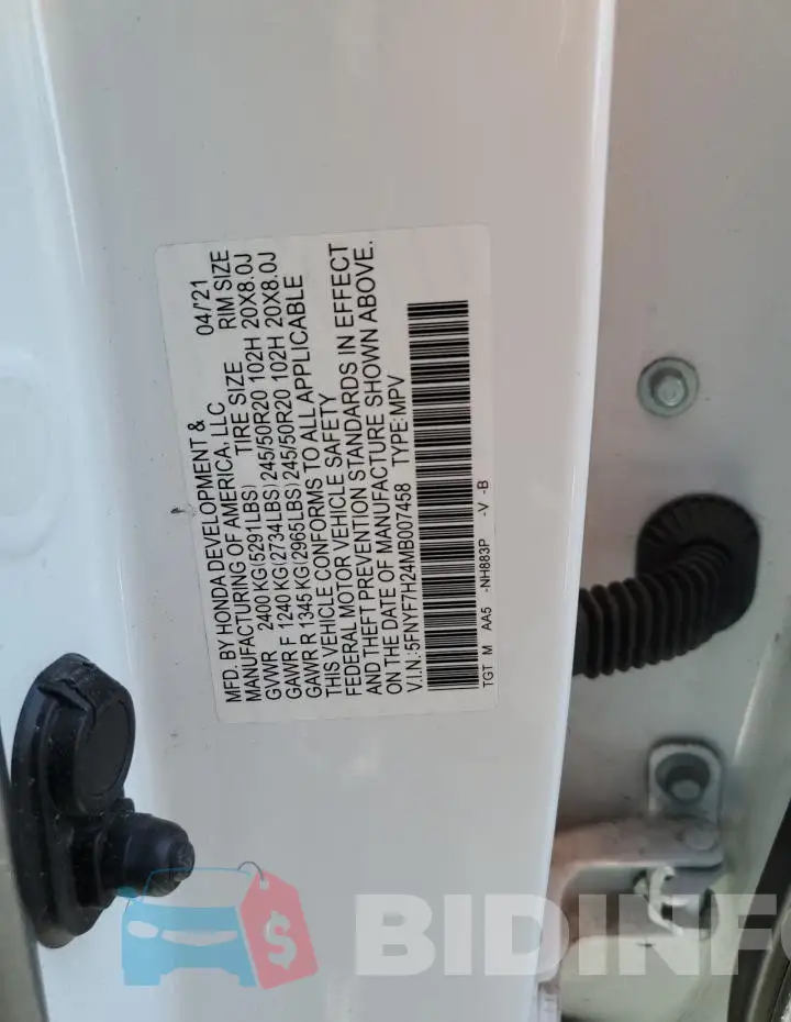 5FNYF7H24MB007458 Photo# 14