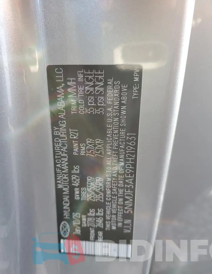 5NMJF3AE9PH219631 Photo# 13