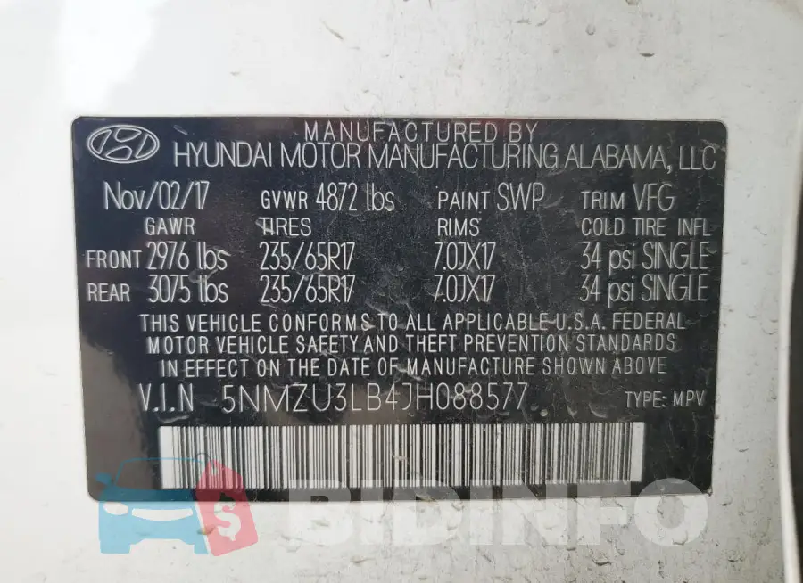 5NMZU3LB4JH088577 Photo# 14