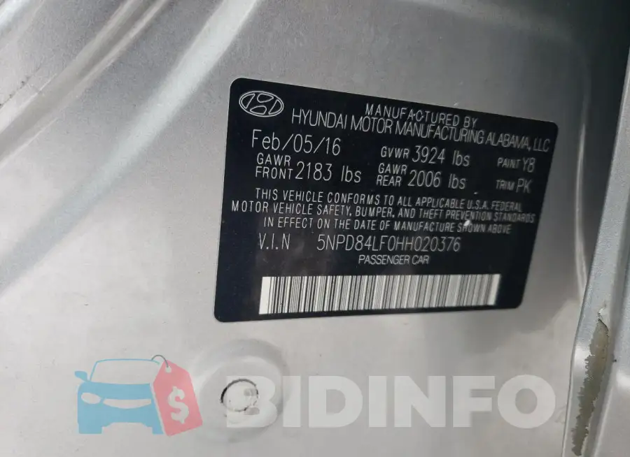 5NPD84LF0HH020376 Photo# 13