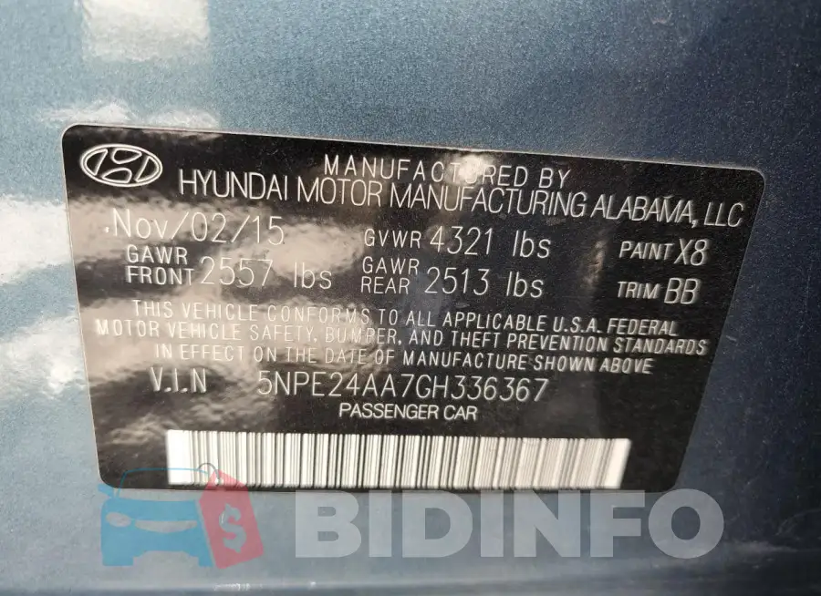 5NPE24AA7GH336367 Photo# 12