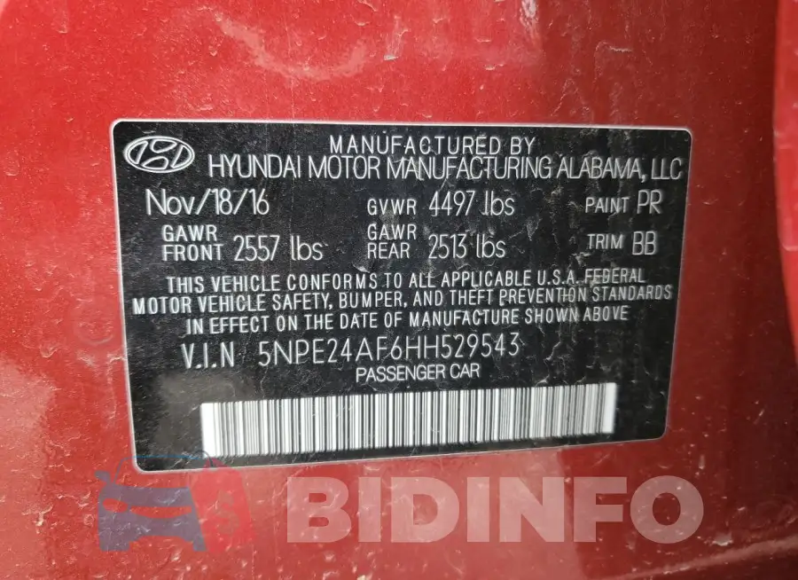 5NPE24AF6HH529543 Photo# 14
