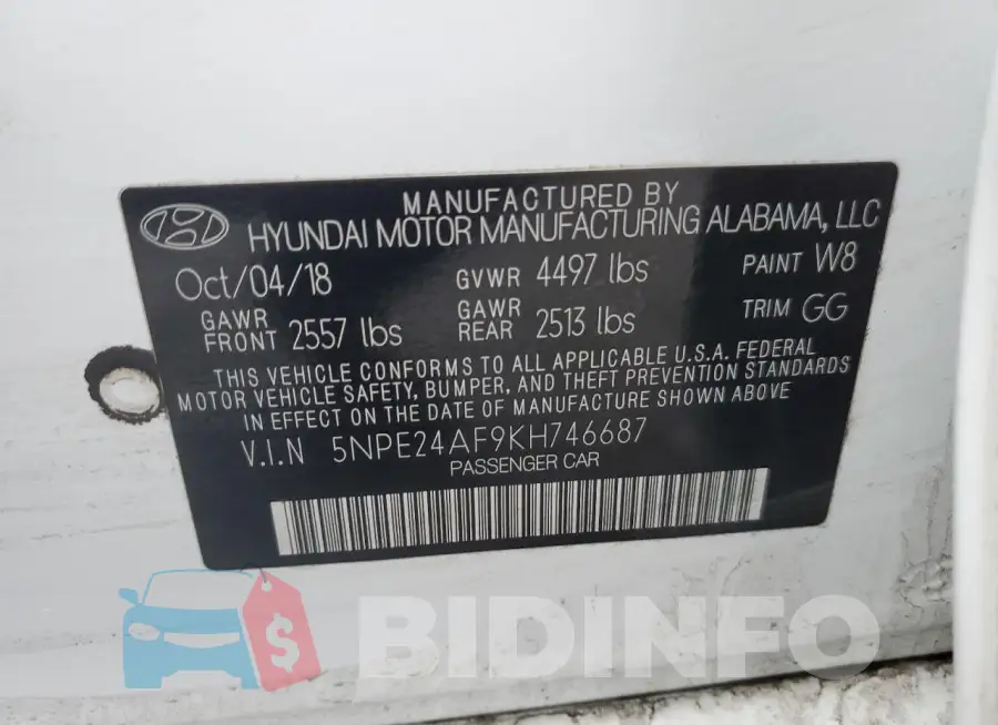 5NPE24AF9KH746687 Photo# 12