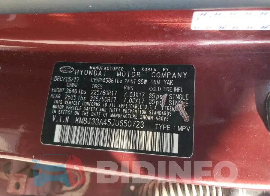 KM8J33A45JU650723 Photo# 12
