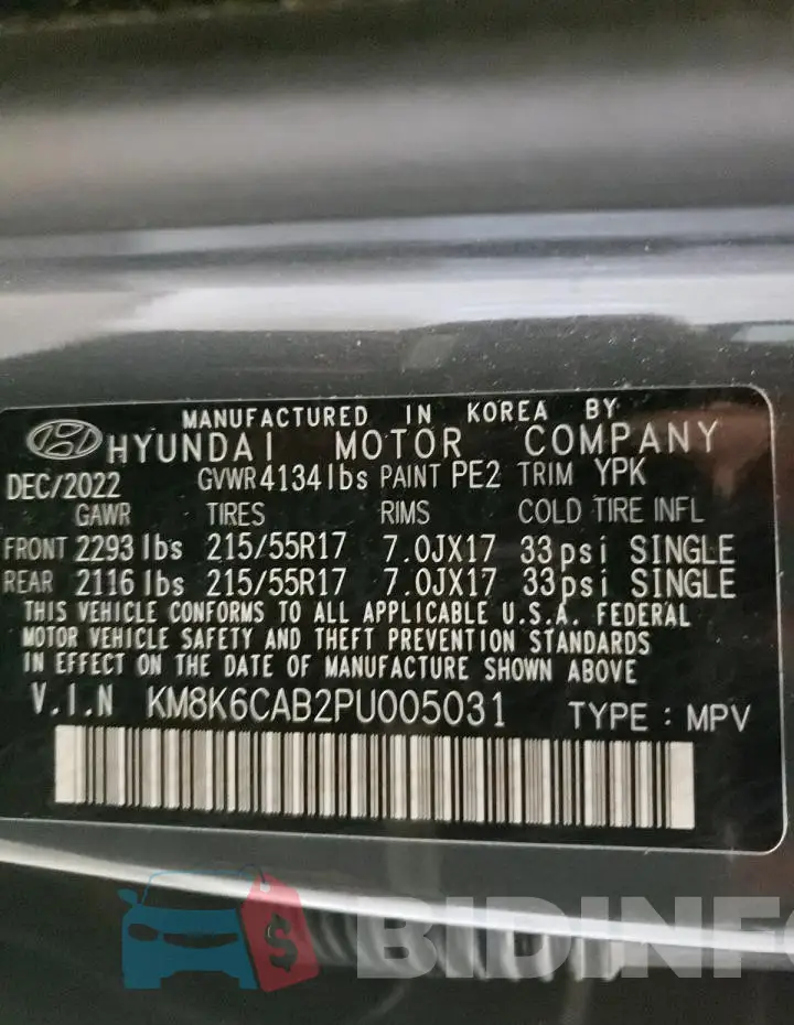 KM8K6CAB2PU005031 Photo# 14