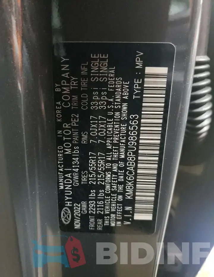 KM8K6CAB8PU986563 Photo# 13