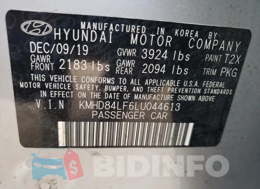 KMHD84LF6LU044613 Photo# 13