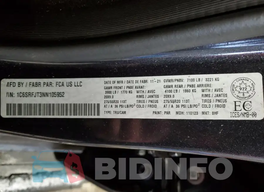 1C6SRFJT3NN105952 Photo# 13