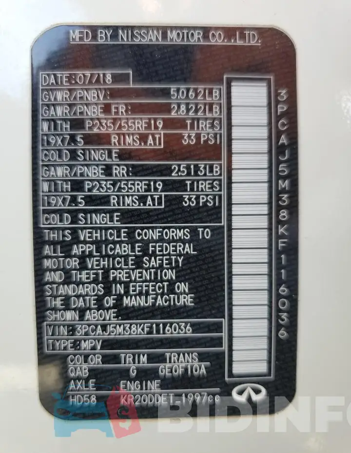 3PCAJ5M38KF116036 Photo# 13