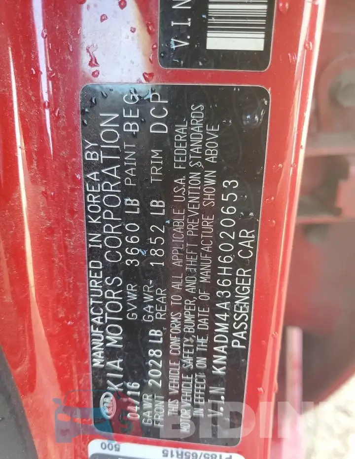 KNADM4A36H6020653 Photo# 12