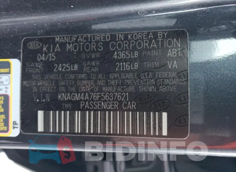 KNAGM4A76F5637621 Photo# 13