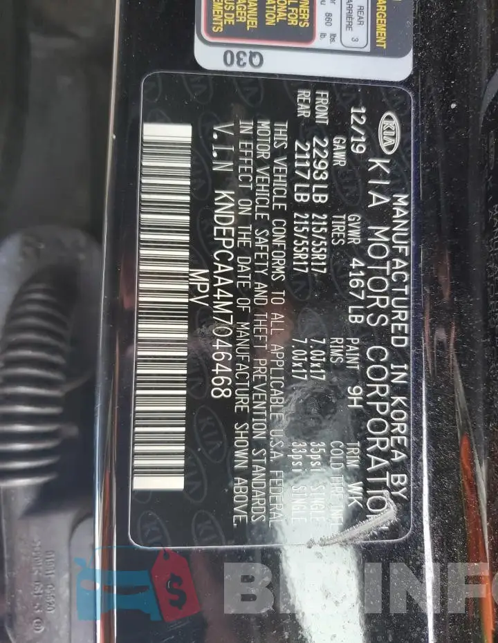 KNDEPCAA4M7046468 Photo# 14
