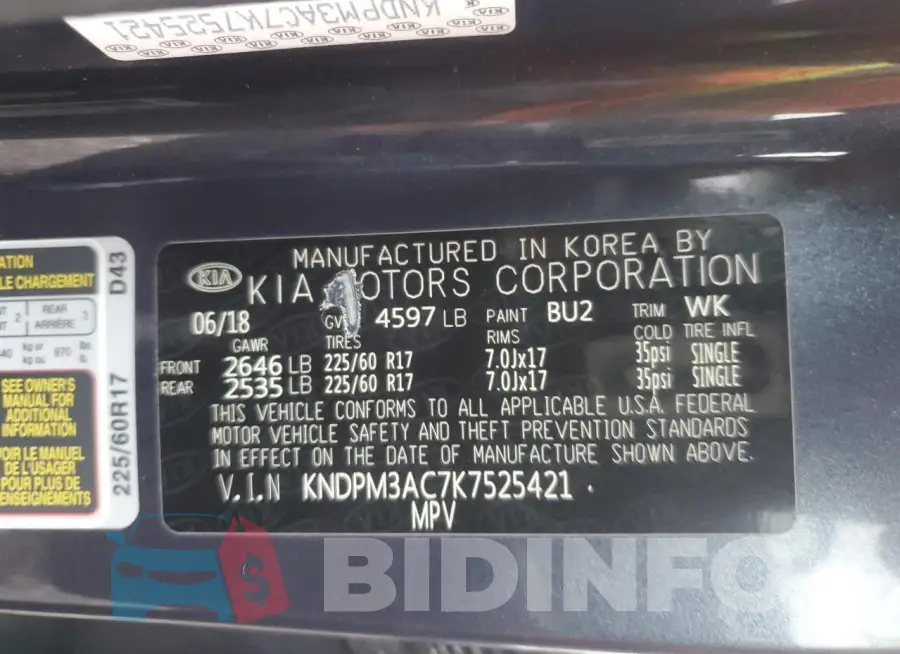 KNDPM3AC7K7525421 Photo# 13