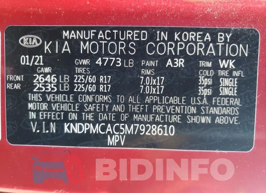 KNDPMCAC5M7928610 Photo# 12