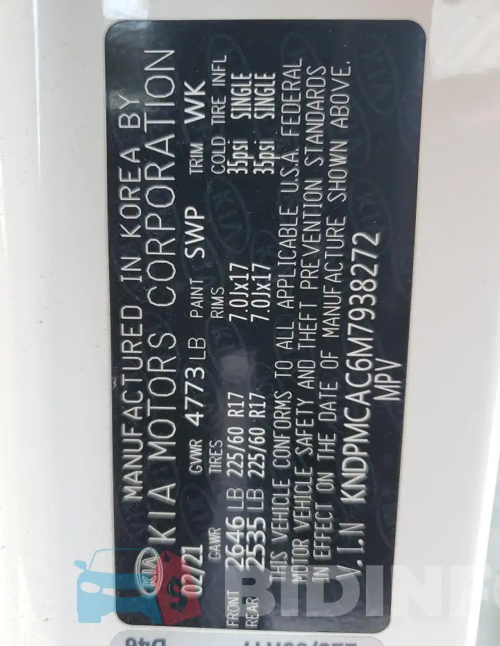 KNDPMCAC6M7938272 Photo# 13