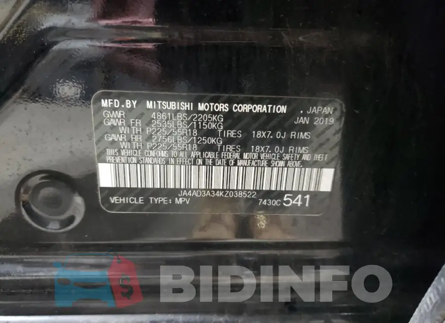 JA4AD3A34KZ038522 Photo# 12
