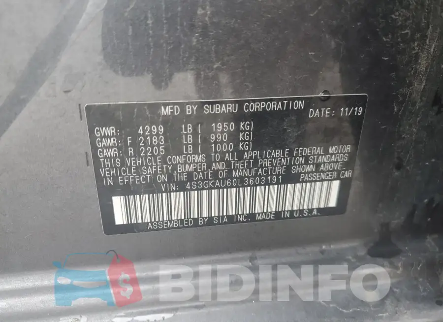 4S3GKAU60L3603191 Photo# 12