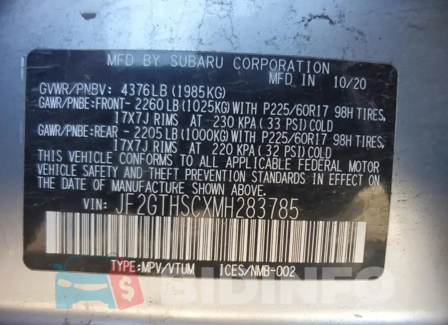 JF2GTHSCXMH283785 Photo# 13