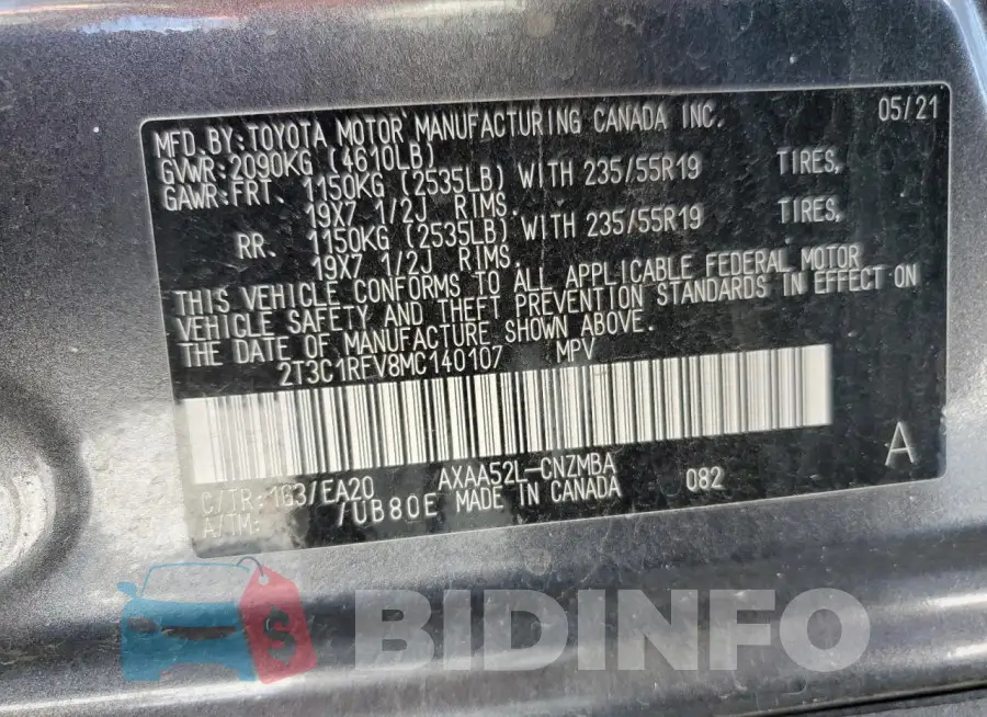2T3C1RFV8MC140107 Photo# 14