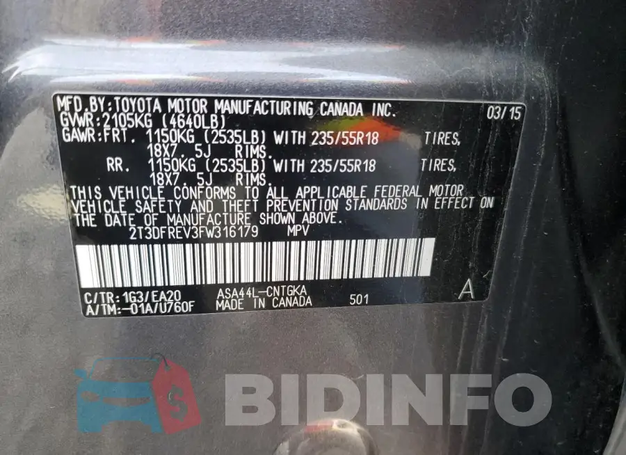 2T3DFREV3FW316179 Photo# 12