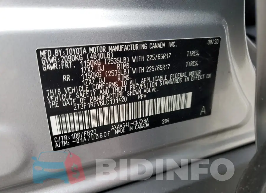 2T3F1RFV6LC131420 Photo# 13