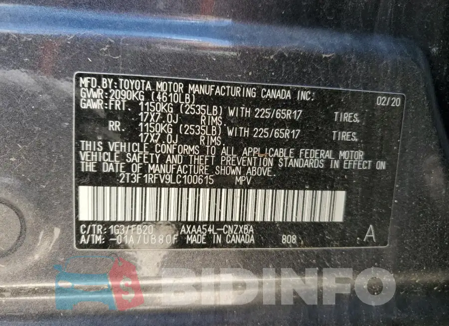 2T3F1RFV9LC100615 Photo# 13