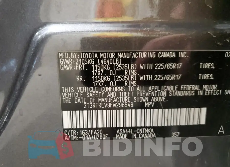 2T3RFREV8FW296548 Photo# 13