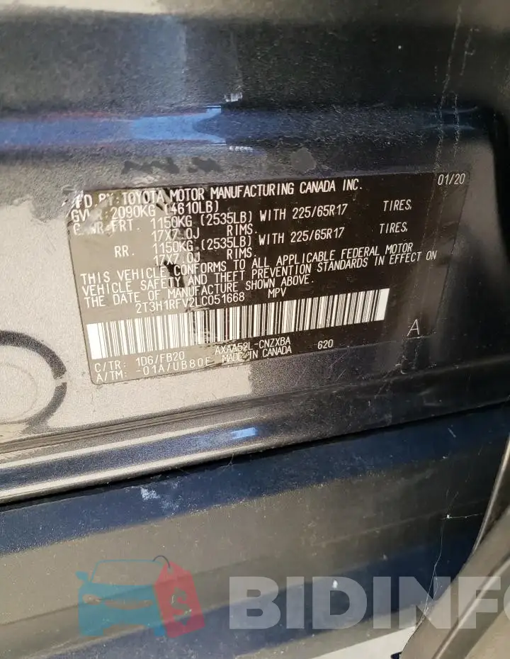 2T3W1RFV8KC020754 Photo# 13