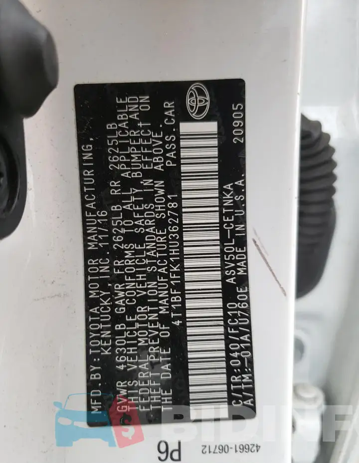 4T1BF1FK1HU362781 Photo# 12