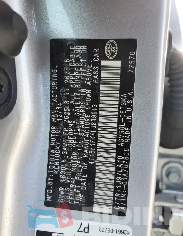 4T1BF1FK4FU899643 Photo# 12