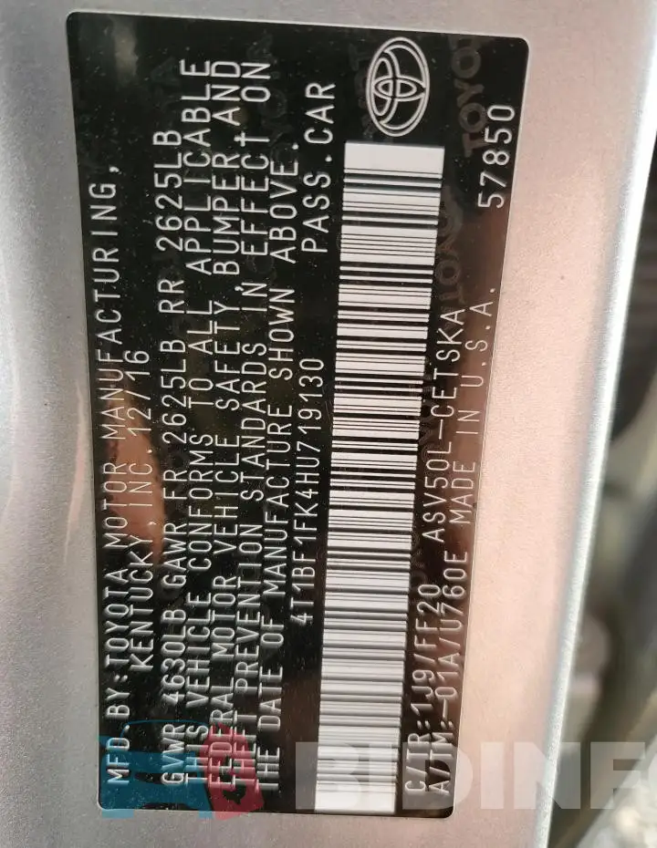 4T1BF1FK4HU719130 Photo# 13