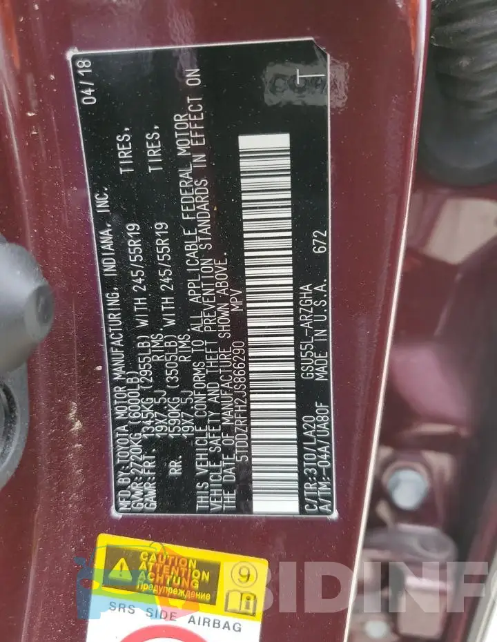 5TDDZRFH2JS866290 Photo# 13