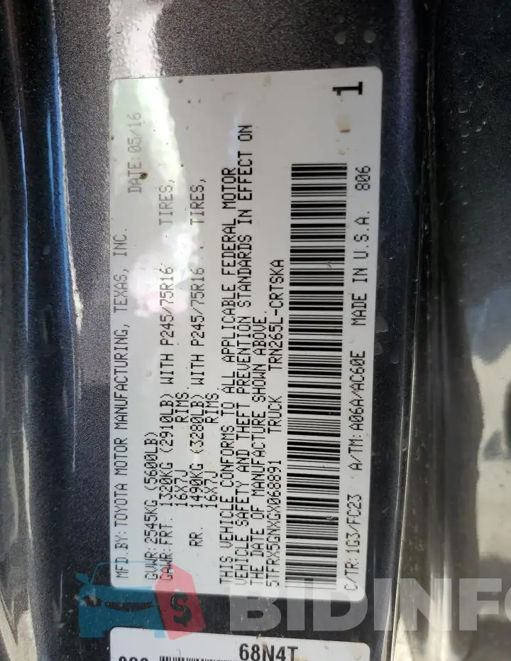 5TFRX5GNXGX068891 Photo# 12
