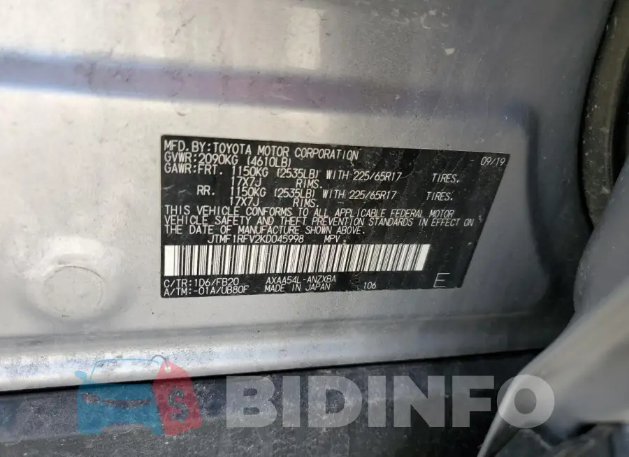 JTMF1RFV2KD045998 Photo# 13