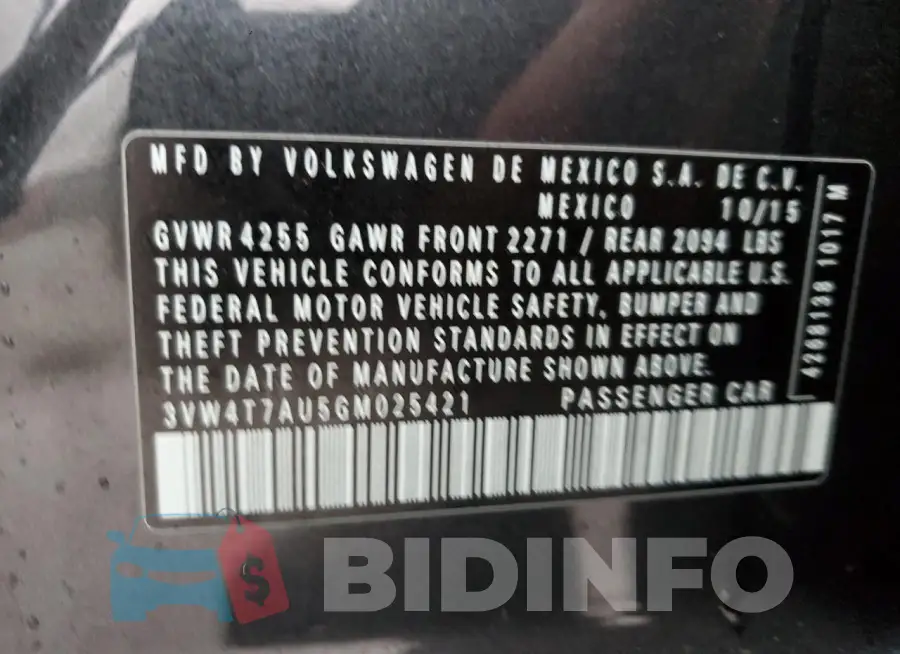 3VW4T7AU5GM025421 Photo# 12