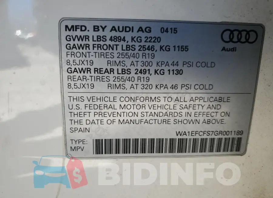 WA1EFCFS7GR001189 Photo# 13