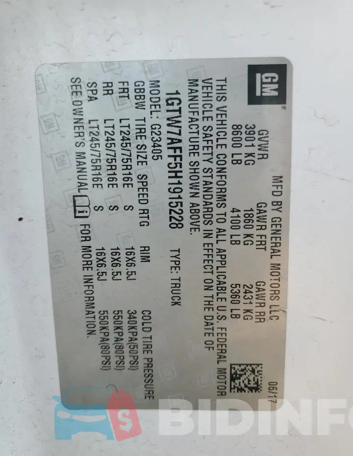 1GTW7AFF5H1915228 Photo# 14