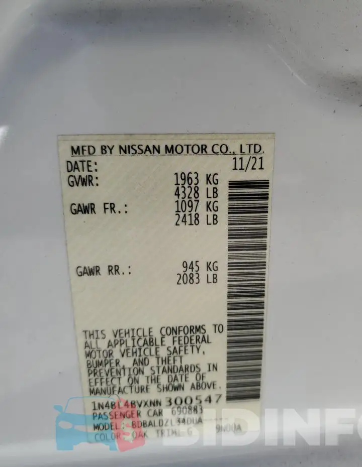 1N4BL4BVXNN300547 Photo# 12