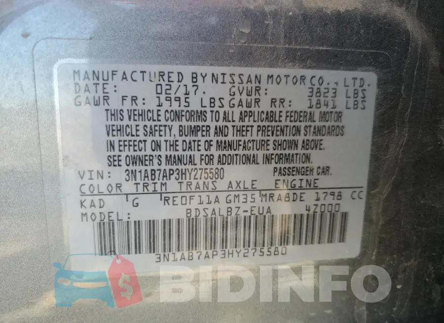 3N1AB7AP3HY275580 Photo# 12