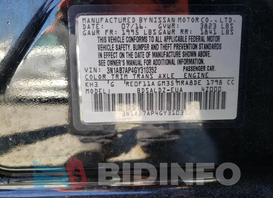3N1AB7AP4GY310352 Photo# 12