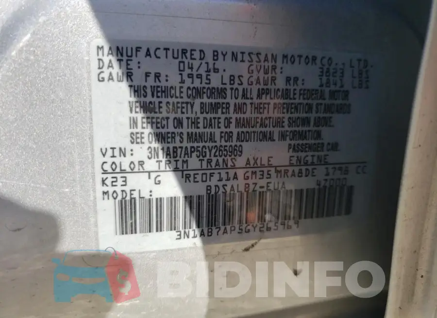 3N1AB7AP5GY265969 Photo# 12
