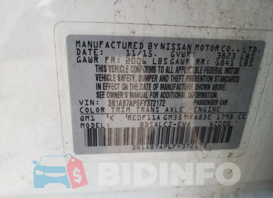 3N1AB7AP6FY372172 Photo# 12