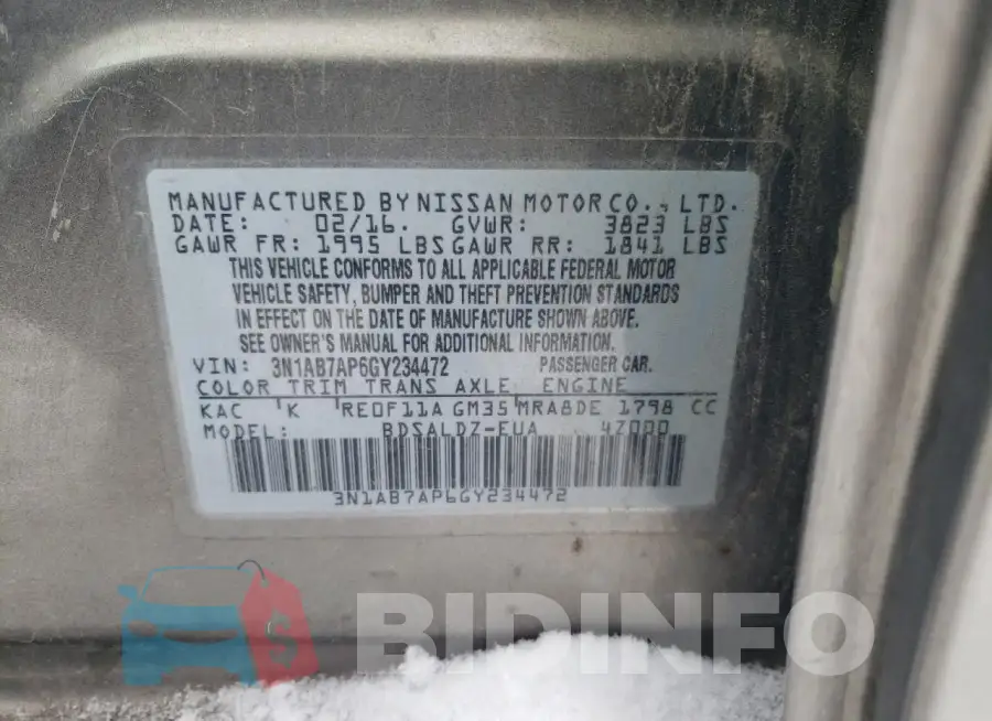 3N1AB7AP6GY234472 Photo# 12